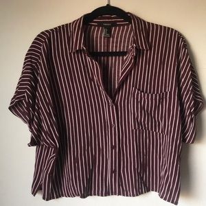 Boxy Striped Button Down Top from Forever 21
